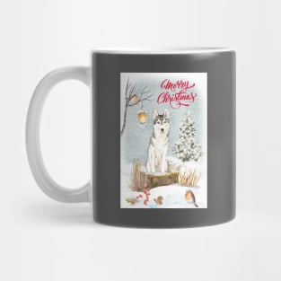 Siberian Husky Merry Christmas Santa Dog Mug